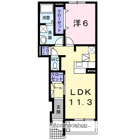 フィオーレⅡ(1LDK/1階)の間取り写真
