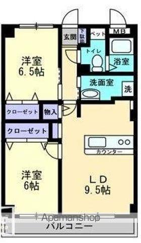 フィネス多賀Ⅱ(2LDK/2階)の間取り写真