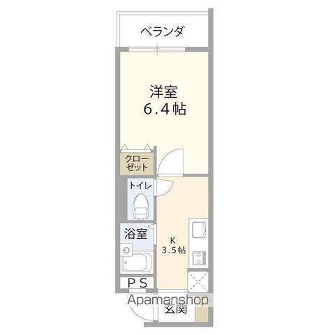 ポルトペ(1K/1階)の間取り写真