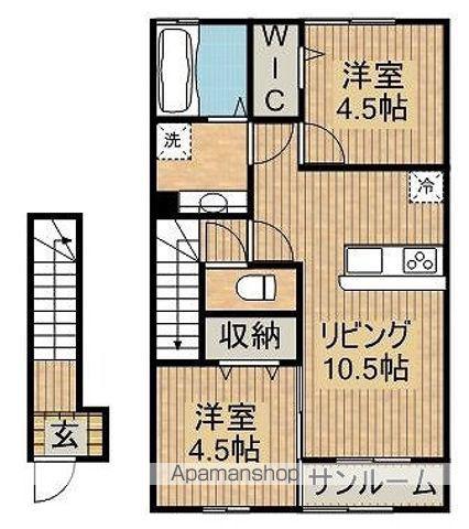 ボナールⅡ(2LDK/2階)の間取り写真