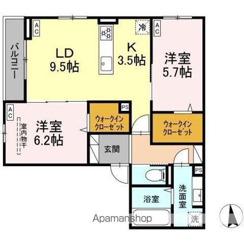 CLASSEUM仙台小田原 III(2LDK/3階)の間取り写真
