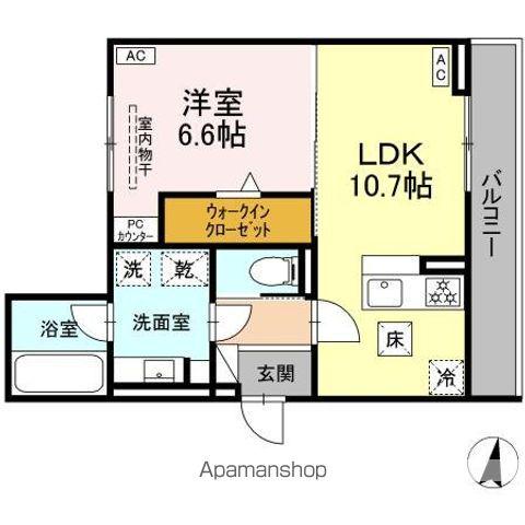 セレスティア苗代(1LDK/1階)の間取り写真