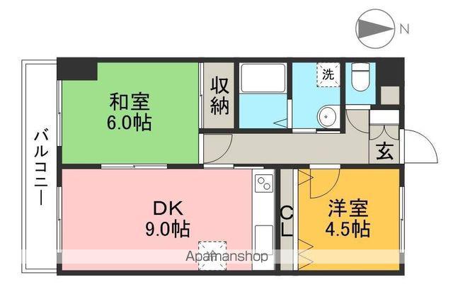 コーポリバーサイド(2DK/8階)の間取り写真