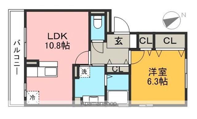 レジデンスKOUGA A棟(1LDK/3階)の間取り写真