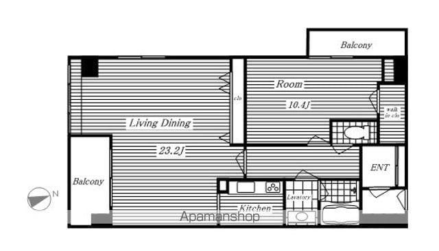 カスタリア伏見(1LDK/13階)の間取り写真