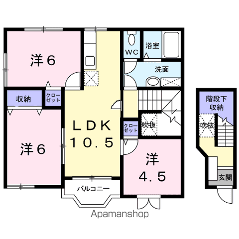 クレストール山根(3LDK/2階)の間取り写真