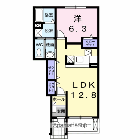 プリムローズB(1LDK/1階)の間取り写真