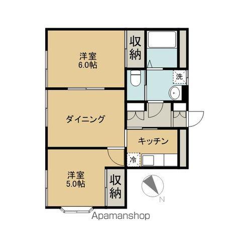 ジュネッタ8(2DK/1階)の間取り写真