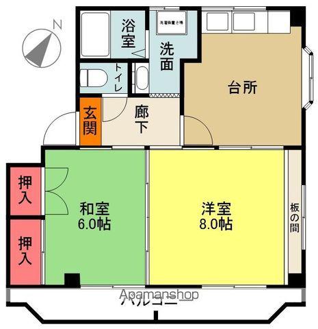 赤富士マンション(2DK/3階)の間取り写真