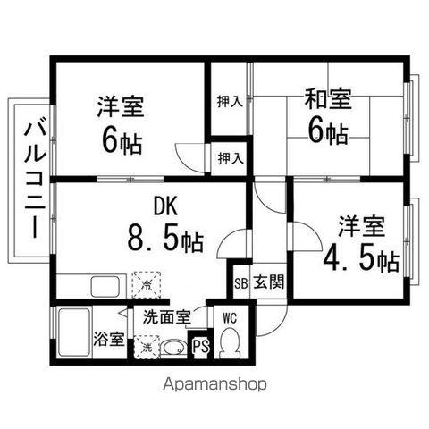キャスティール桂(3DK/2階)の間取り写真