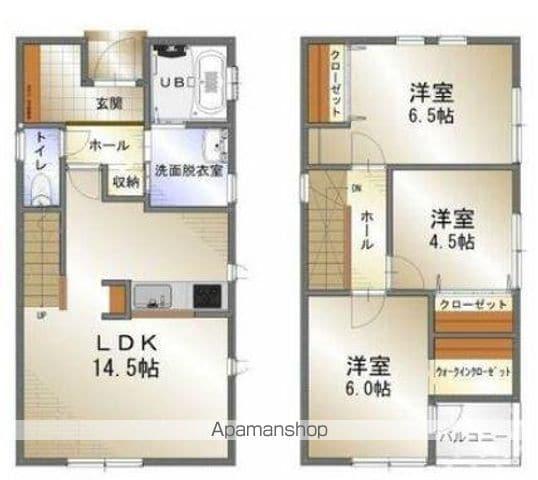 高松琴平電鉄志度線 松島二丁目駅 徒歩7分 2階建 築7年(3LDK)の間取り写真
