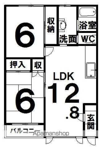 コーポ緑第二号(2LDK/2階)の間取り写真