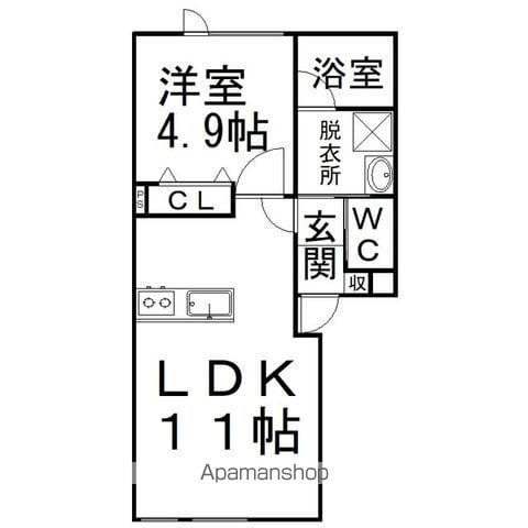ARIES(1LDK/1階)の間取り写真