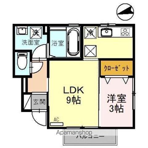 サンティール・ジョワ(1LDK/1階)の間取り写真