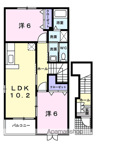 フェリーチェⅠ(2LDK/2階)の間取り写真