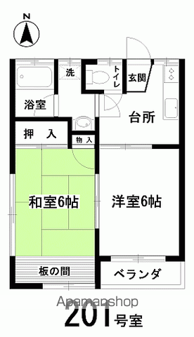 小川グリーンハイツ(2K/2階)の間取り写真