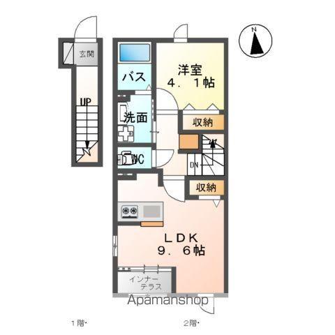 白河中山下アパートA(1LDK/2階)の間取り写真