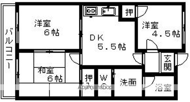 ウエスト PARK PLACE(3DK/4階)の間取り写真