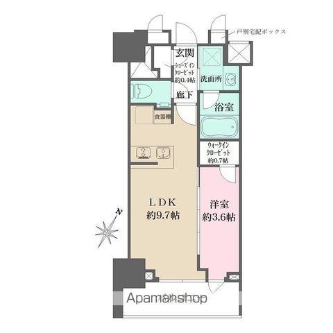 ザ・パークワンズ日本橋人形町(1LDK/2階)の間取り写真