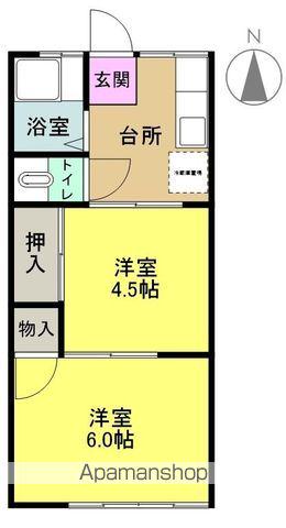 コーポ佳(2K/1階)の間取り写真