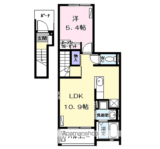 メゾンクレアール F(1LDK/2階)の間取り写真