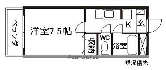 パインコート七瀬(1DK/1階)の間取り写真