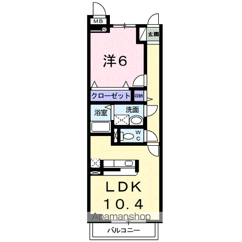 ヌーベルコリーヌⅡ(1LDK/1階)の間取り写真