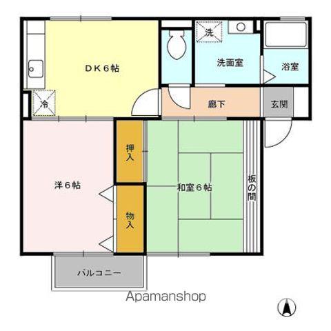 ヴィステリアA・B(2DK/1階)の間取り写真