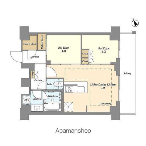 オアーゼ日暮里レジデンス(2LDK/10階)の間取り写真