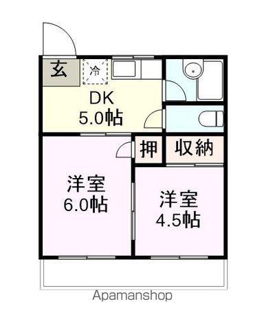 寝太郎ハイツ(2DK/2階)の間取り写真