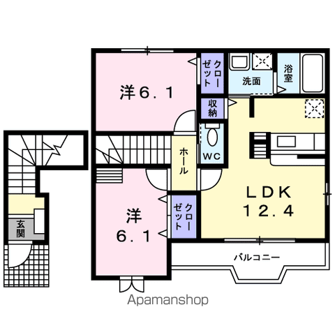 アルモニーⅠ(2LDK/2階)の間取り写真