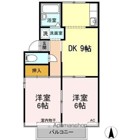 ファミール堀部(2DK/2階)の間取り写真