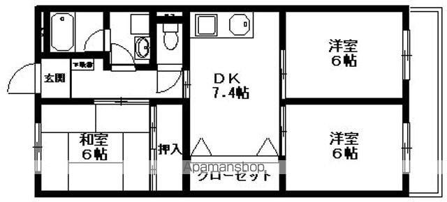 コーポサンライズ(3DK/1階)の間取り写真