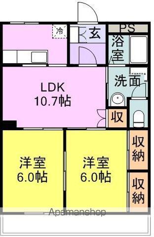 グレースフルコーポⅡ(2LDK/1階)の間取り写真