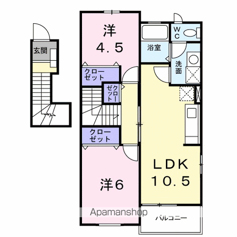 エスポワール・K(2LDK/2階)の間取り写真