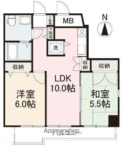 カサール三石庵(2LDK/7階)の間取り写真