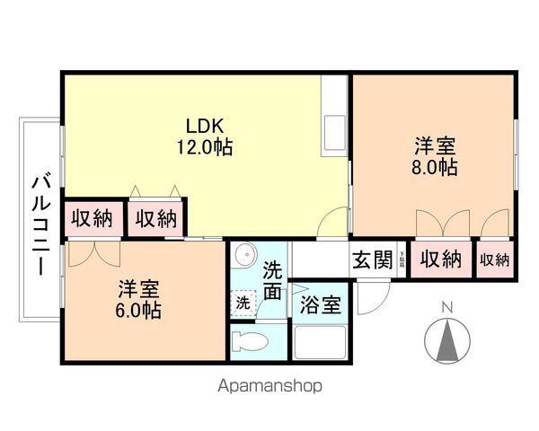 ドゥラメール小杉A棟(2LDK/2階)の間取り写真