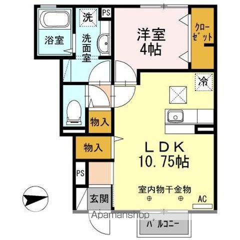 クレア ド ルーン A棟(1LDK/1階)の間取り写真