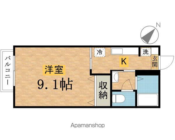 ソレーユB(1K/2階)の間取り写真