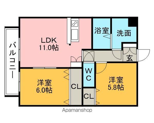 DEARCORT KAWANAMI(2LDK/3階)の間取り写真