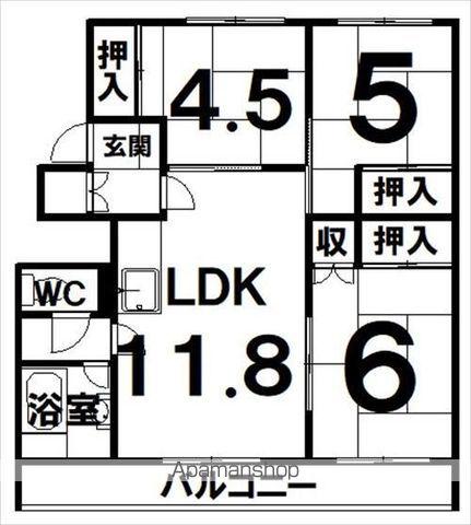 柳町アパートメント 2号棟(3LDK/2階)の間取り写真