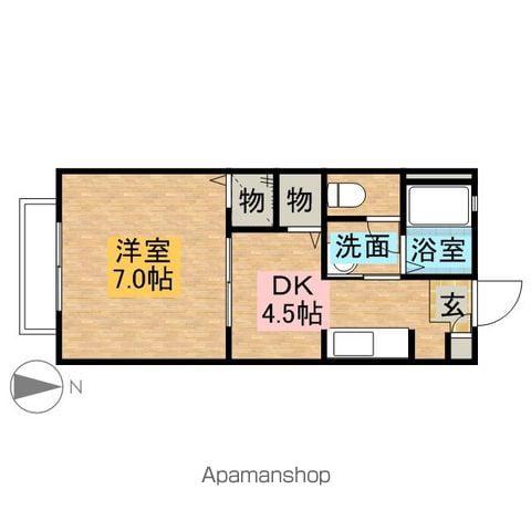 RIKOハイツB棟(1DK/2階)の間取り写真