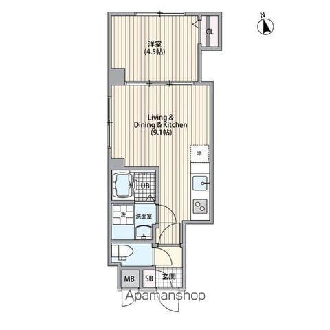 エルファーロ恵比寿(1LDK/3階)の間取り写真