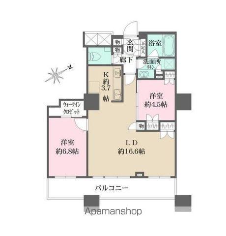 ザ・パークハウス西新宿タワー60(2LDK/24階)の間取り写真