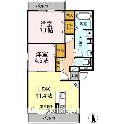 メゾン D(2LDK/2階)の間取り写真