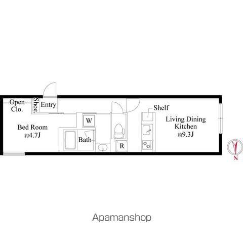 フォルスクラス高田馬場(1LDK/2階)の間取り写真