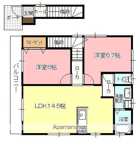 筒本アパートB(2LDK/2階)の間取り写真