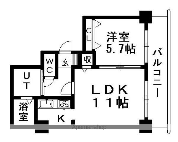 ティアラタワー中島倶楽部(1LDK/26階)の間取り写真