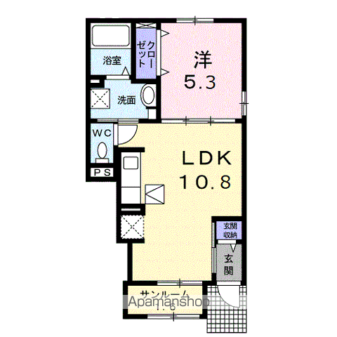 エトワールフィロント(1LDK/1階)の間取り写真