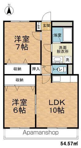 シルクスクエア(2LDK/2階)の間取り写真
